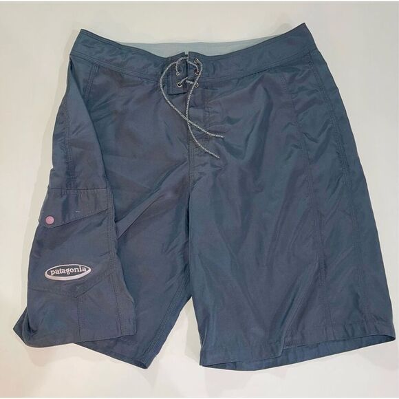 Patagonia Board Shorts Swim Logo  Gray Size 34 Men A25 - Picture 1 of 6